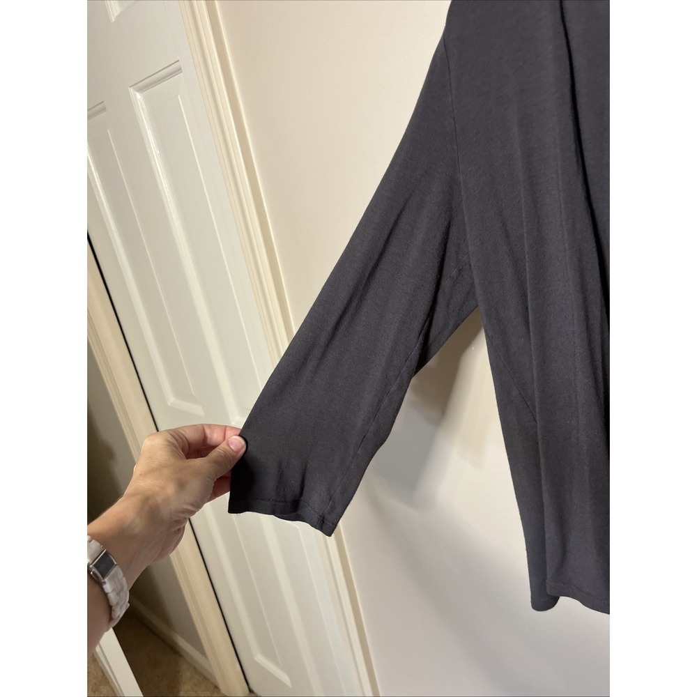 J Jill Open Short Stretch 3/4 Sleeve Cardigan Charcoal‎ Gray Size XS - Picture 3 of 6
